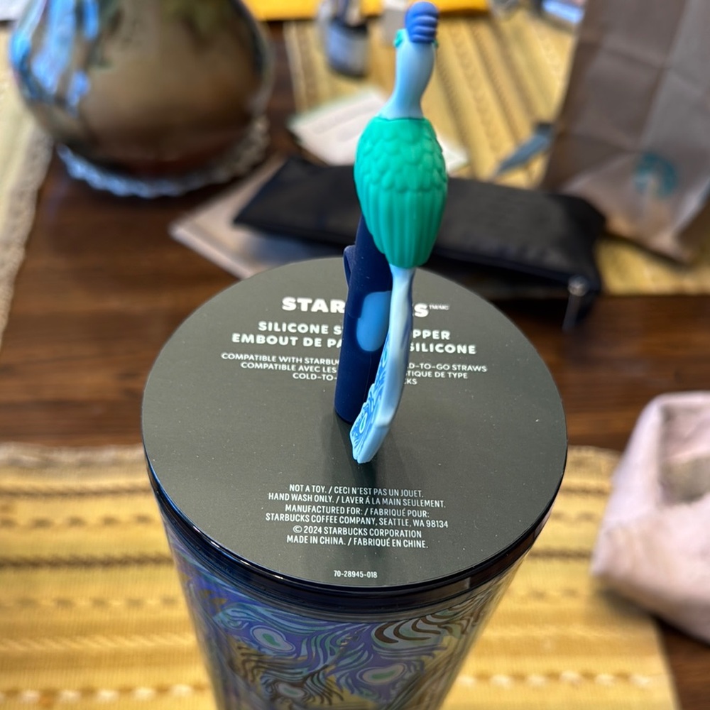 Starbucks Blue and Green Parrot Straw Topper